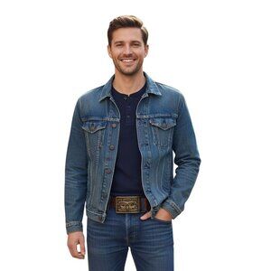 Levi's Vintage Company Logo Belt Buckle Leather Belt Embossed Leather Design